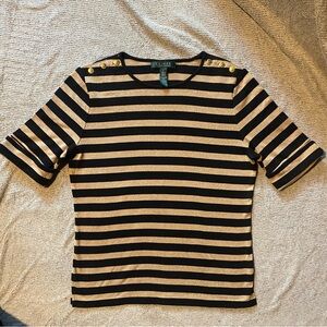 LAUREN Ralph Lauren gold & black 3/4 sleeved top